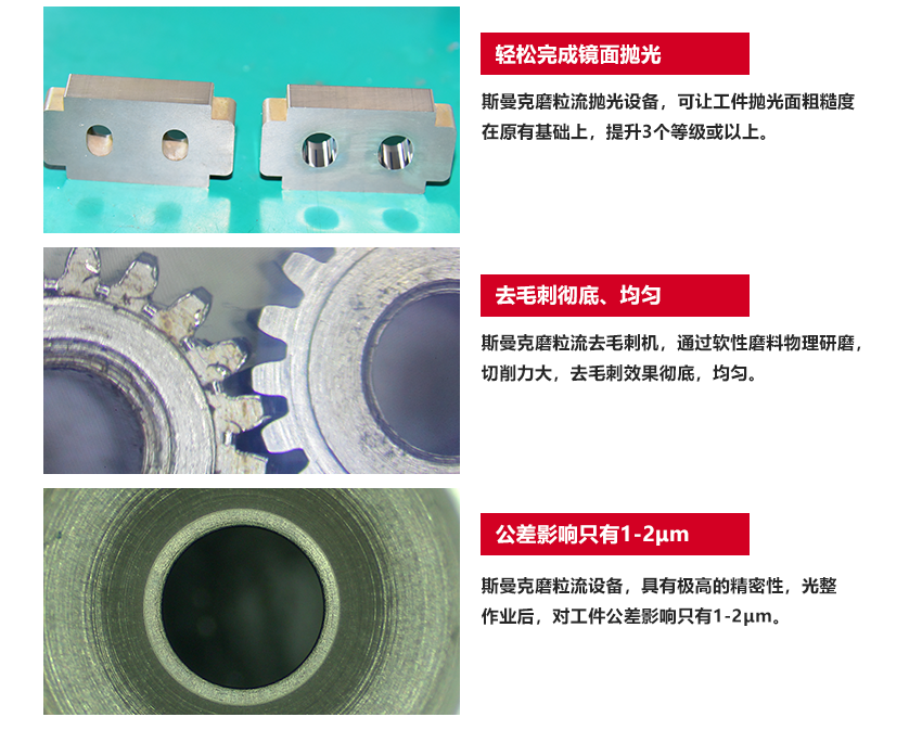 蘇州斯曼克磨粒流設備公司是流體拋光技術用于工業實踐的先行者,致力于為客戶解決<a href='http://shhn.net' target='_blank'><u>內孔拋光</u></a>、<a href='http://shhn.net' target='_blank'><u>交叉孔去毛刺</u></a>、微孔拋光、<a href='http://shhn.net' target='_blank'><u>內孔去毛刺</u></a>、微孔去毛刺等各類復雜性拋光去毛刺難題,并提供系統化的<a href='http://shhn.net' target='_blank'><u>流體拋光機</u></a>,<a href='http://shhn.net' target='_blank'><u>內孔拋光</u></a>機,涵蓋傳統AFM磨粒流拋光機,高速磨粒流<a href='http://shhn.net' target='_blank'><u>去毛刺機</u></a>以及<a href='http://shhn.net' target='_blank'><u>微孔拋光機</u></a>.